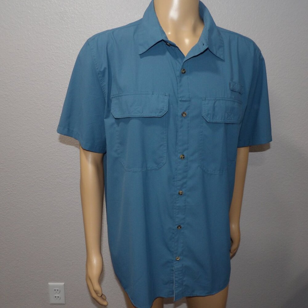 33,000ft Fishing Shirt Men’s XXL Ripstop Vented Button Long Sleeve Light Blue